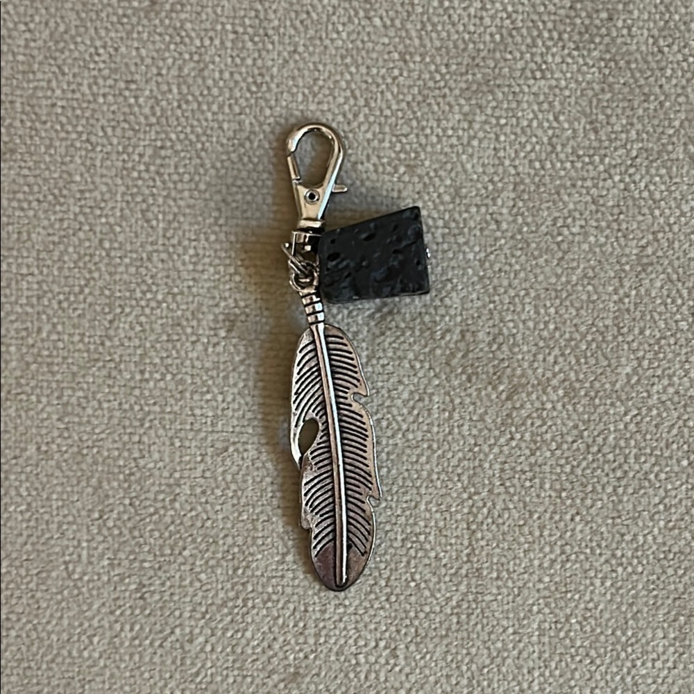 Silver Feather Keychain Charm